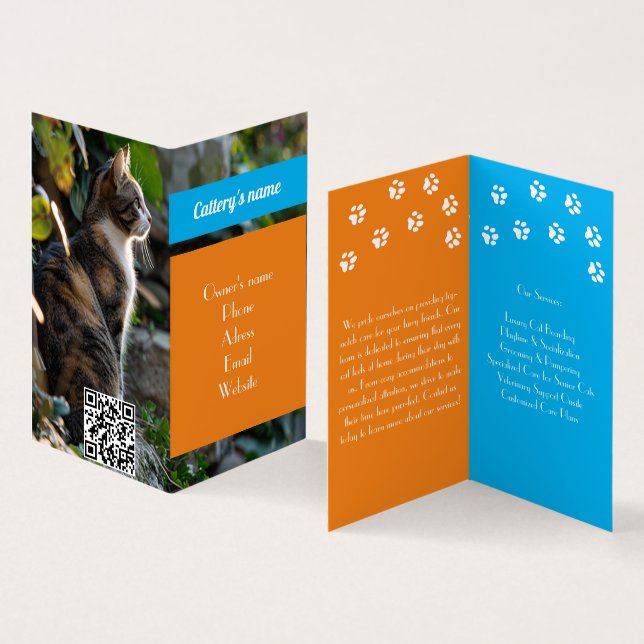 Customisable Folded Business Card For Cattery (Inside and Outside)