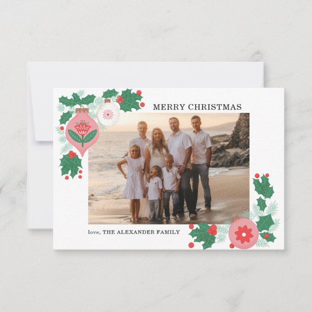 Customisable Folksy Christmas Photo Card (Front)