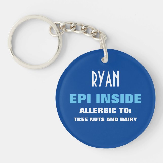Customisable Food Allergy Alert Kids Personalised Key Ring (Front)