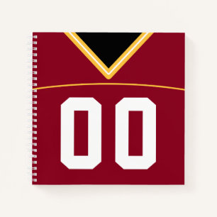 Customisable Football Maroon Jersey  Notebook