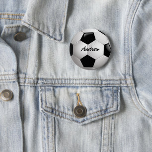 Customisable Football Soccer Ball 6 Cm Round Badge