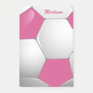 Customisable Football Soccer Ball Pink and White Post-it Notes