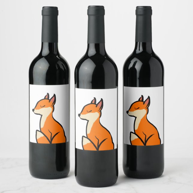 Customisable Fox Wine Label (Bottles)