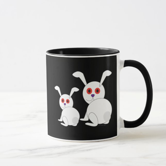 Customisable Freaked White bunnies with red eyes Mug (Right)