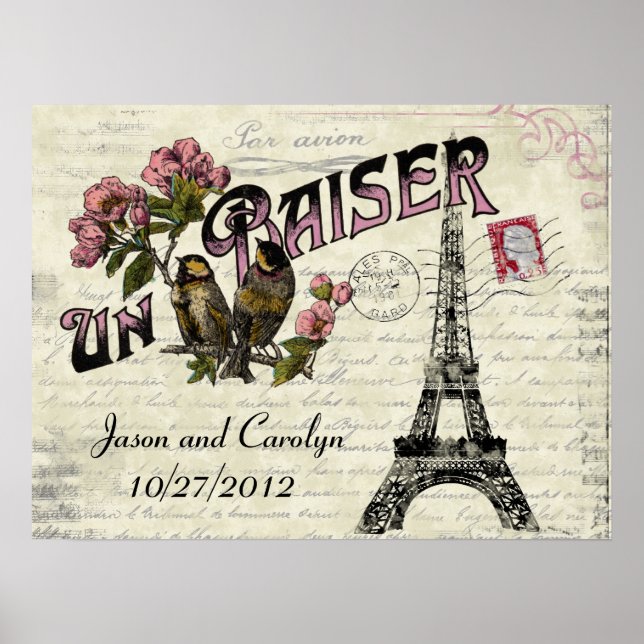 Customisable French Vintage Love Poster (Front)