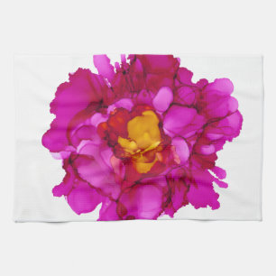 Customisable!!!  fuchsia peony-large flower- tea towel