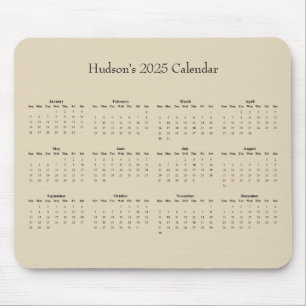 Customisable full year 2025 calendar mouse pad