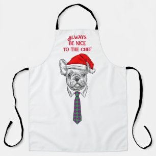 Customisable fun chef with dog and Santa hat Apron