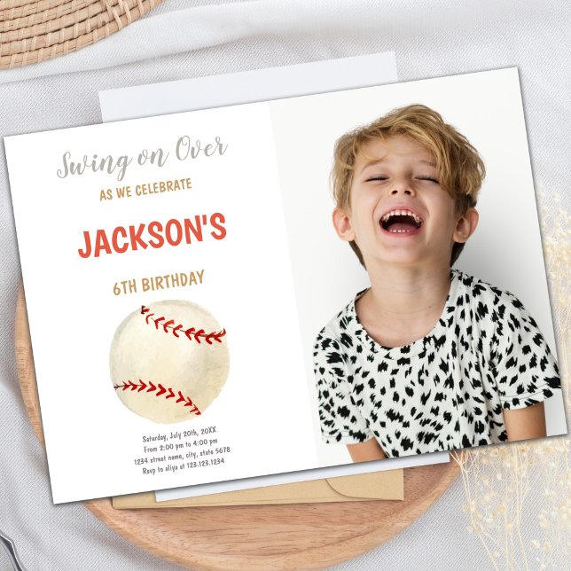 Customisable Fun Party Invitations for Kids (Sports Baseballs Birthday Invitations with photo)