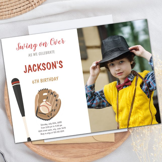 Customisable Fun Party Invitations for Kids (Baseball Invitations sports Birthday with photo)