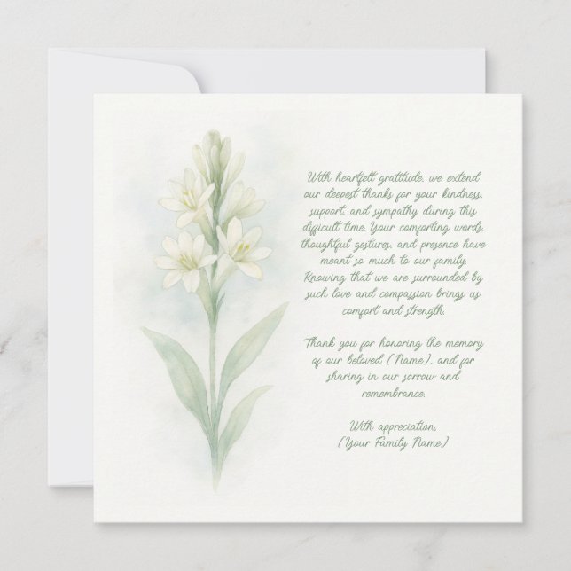 Customisable Funeral Thank You Card (Front)