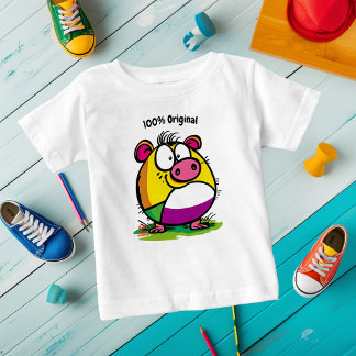 Customisable Funny and Colourful Pig Kids T-Shirt