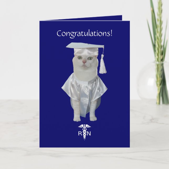 Customisable Funny Cat Nursing Graduation Card (Front)