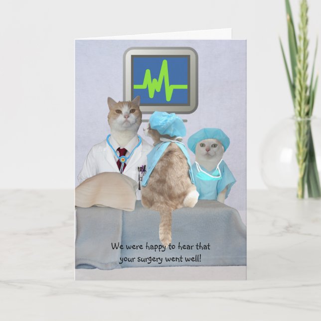 Customisable Funny Cats/Kitties Get Well Card (Front)