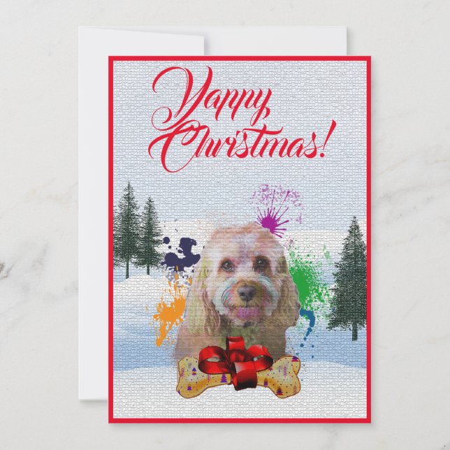 Customisable Funny Cavapoo Dog Yappy Xmas Card (Front)