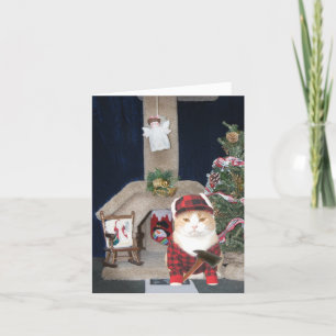 Customisable Funny Christmas Cat Condo Holiday Card