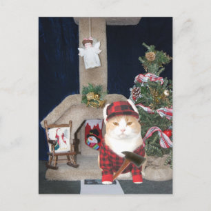 Customisable Funny Christmas Cat Condo Holiday Postcard