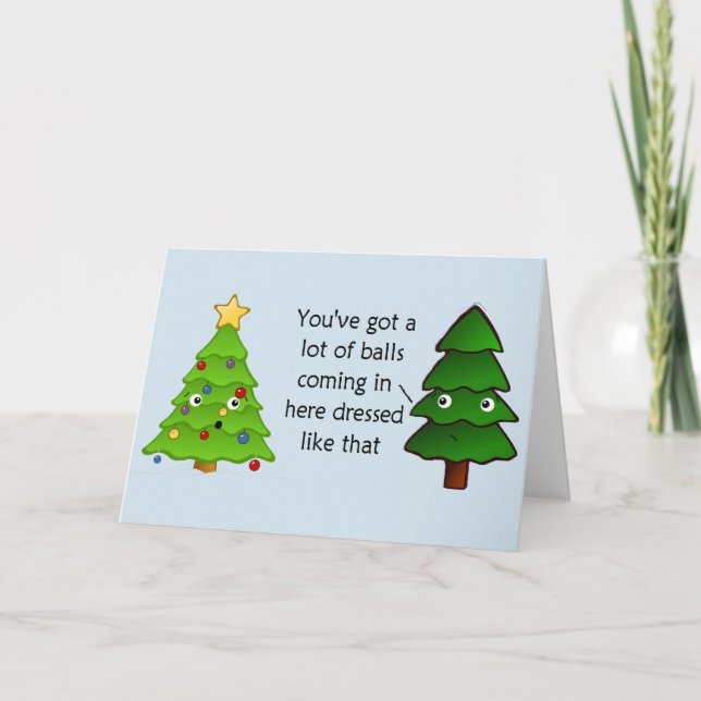 Customisable Funny Christmas Tree Holiday Card (Front)