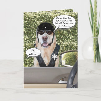 Customisable Funny Dog Motorcycle Cop Birthday Card