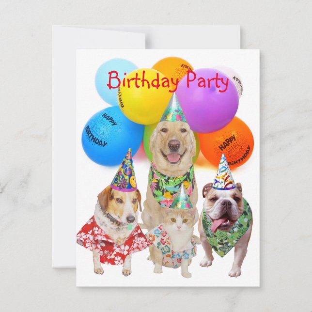 Customisable Funny Dogs Kids' Party Invitation (Front)