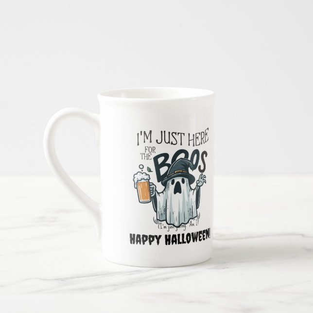 Customisable Funny Halloween beer drinkware Bone China Mug (Left)