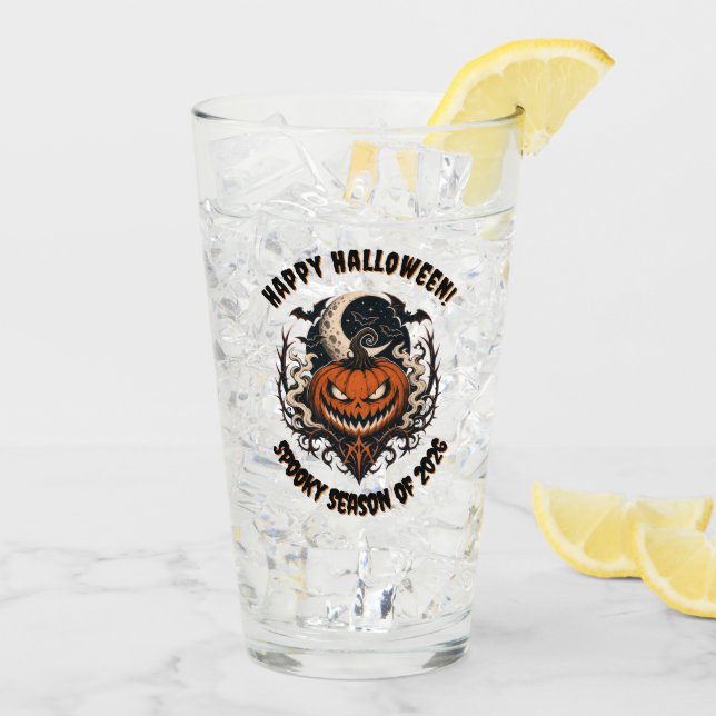 Customisable Funny Halloween beer drinkware Glass (Back Ice)