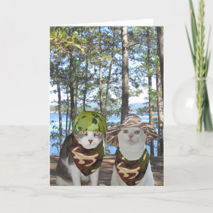 Customisable Funny Hunter Cats/Kitties Anniversary Card