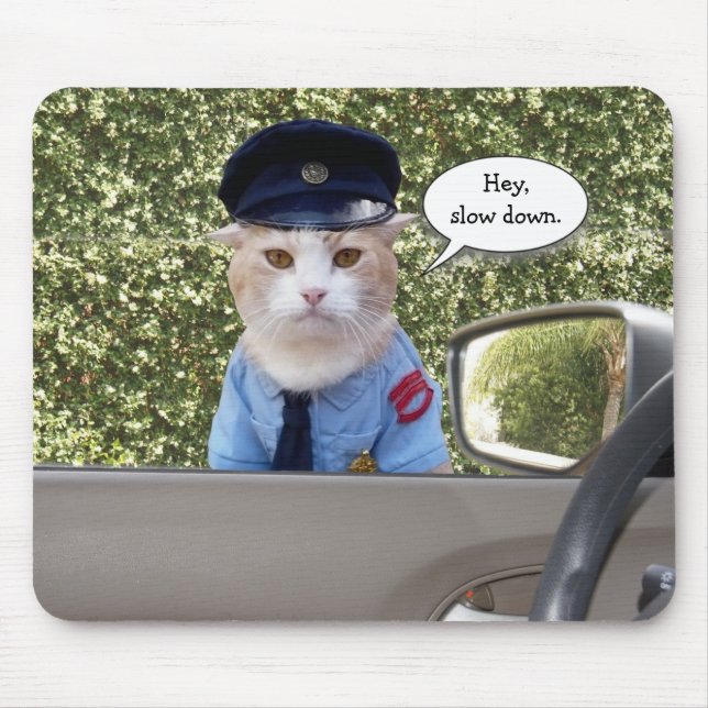 Customisable Funny Officer Cat Mouse Pad (Front)