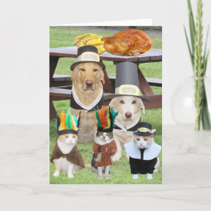 Customisable Funny Pet Thanksgiving Holiday Card