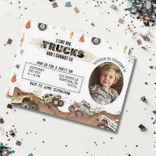 Customisable Funny Photo Monster Truck Birthday Invitation