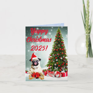 Customisable Funny Pug Dog Yappy Xmas Card