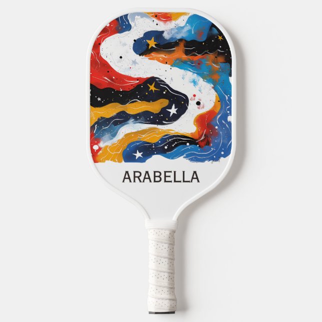 Customisable Galaxy-Inspired Cosmic Abstract  Pickleball Paddle (Front)