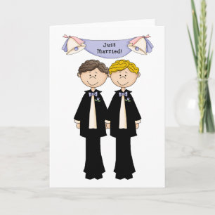 Customisable Gay Male Just Married Wedding Announcement