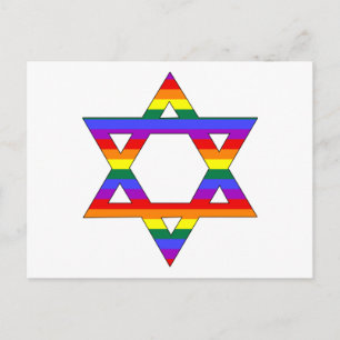 Customisable Gay Pride Rainbow Star of David Postcard
