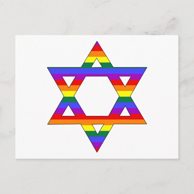 Customisable Gay Pride Rainbow Star of David Postcard (Front)