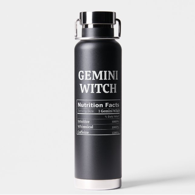 Customisable Gemini Gift Zodiac Astrology Witchy Water Bottle (Back)