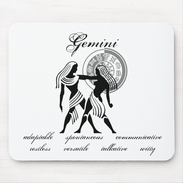 Customisable Gemini traits Greek-style Zodiac Mouse Pad (Front)