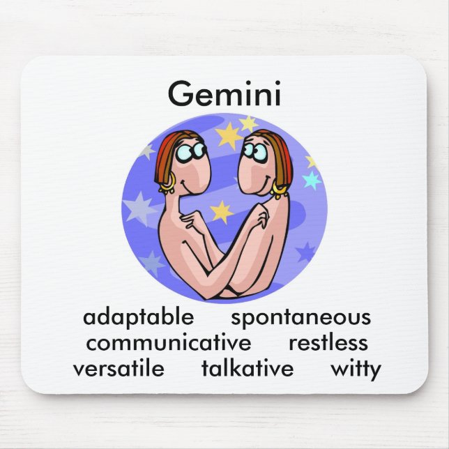 Customisable Gemini traits with Cute Cartoon Twins Mouse Pad (Front)