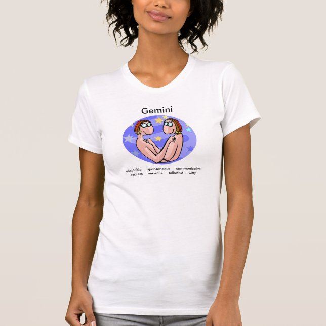 Customisable Gemini traits with Cute Cartoon Twins T-Shirt (Front)