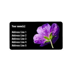 Customisable Geranium Flower  Address Labels