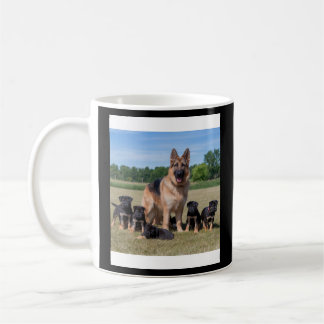 Customisable German Shepherd with Adorable Puppies Coffee Mug