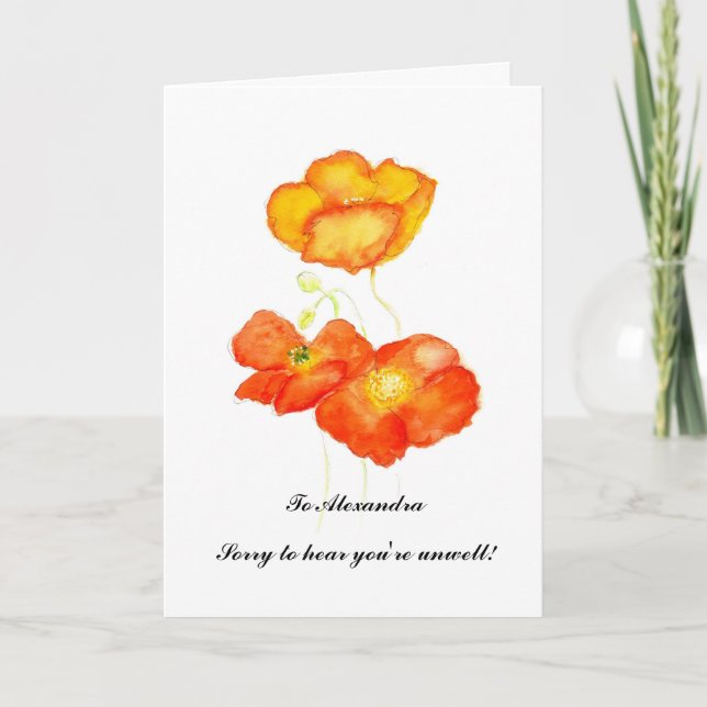 Customisable Get Well Card - Iceland Poppies (Front)