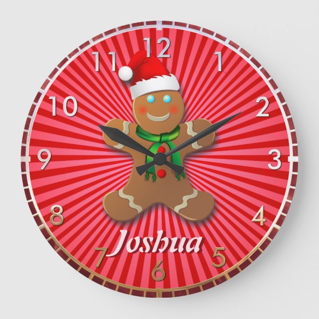 Customisable Gingerbread Man Large Clock (Front)