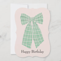 Customisable Gingham Coquette Bow Birthday Card