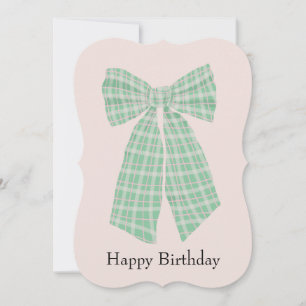 Customisable Gingham Coquette Bow Birthday Card