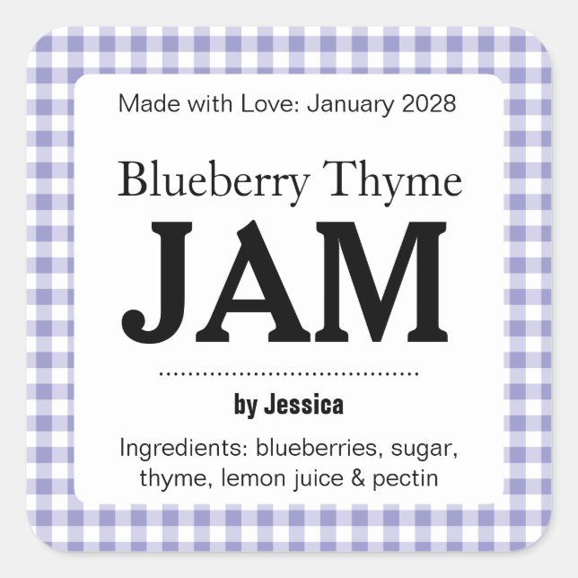 Customisable Gingham Jelly Label (Front)