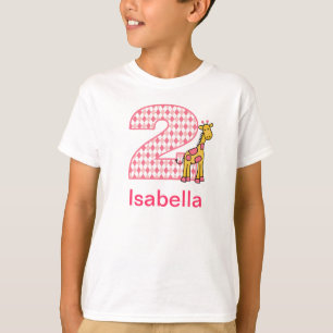 Customisable Giraffe girl second birthday shirt 2