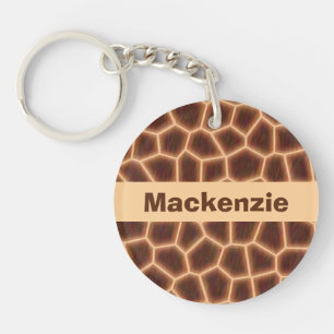 Customisable Giraffe Print Key Ring