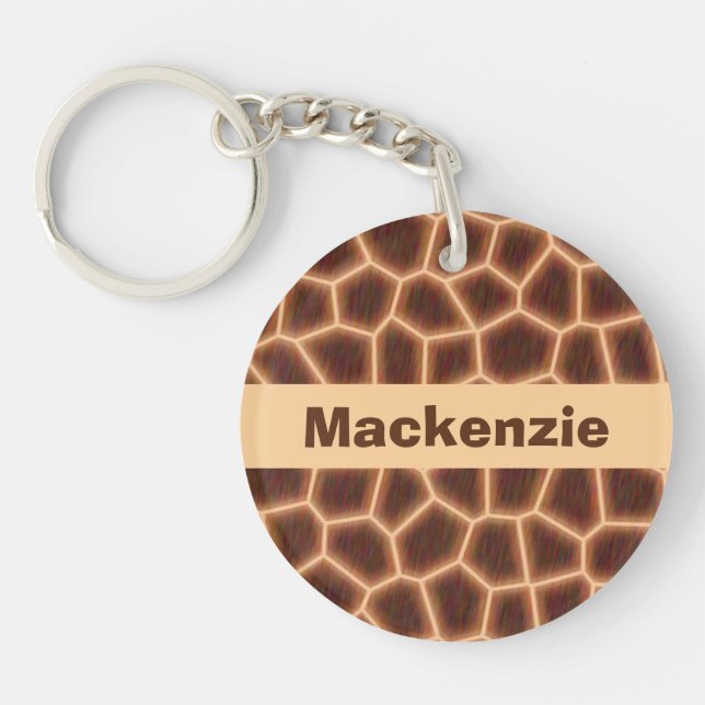 Customisable Giraffe Print Key Ring (Front)