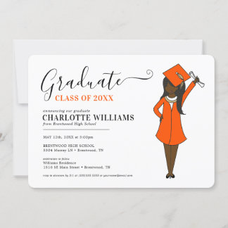 Customisable Girl Avatar | High School Graduation Invitation